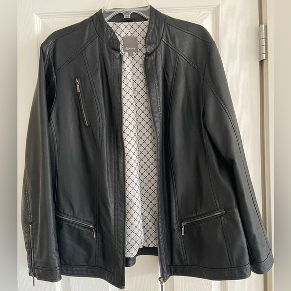 Reitmans Black Moto Faux Leather, Vegan, Pleather, Jacket Woman’s Sz 14 - Picture 9 of 10